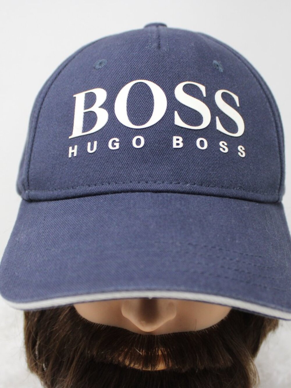BOSS Hugo Boss Hat Adult Adjustable Blue Logo 100% Cotton Baseball Strapback Cap
